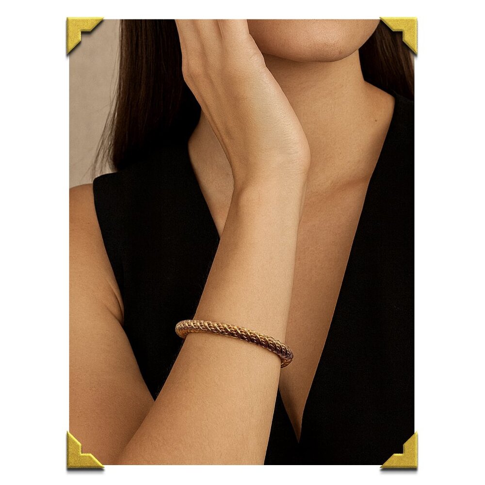 HTF 1971 Grosse for Christian Dior Gold Rope Bangle – Signed Designer Bracelet –
